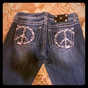 Miss Me Distressed Peace Sign Jeans